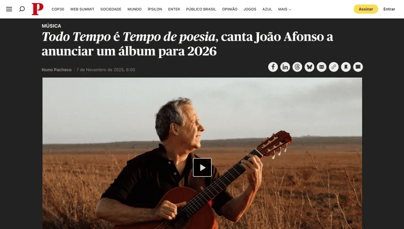Para João Afonso é Tempo de Poesia - Público